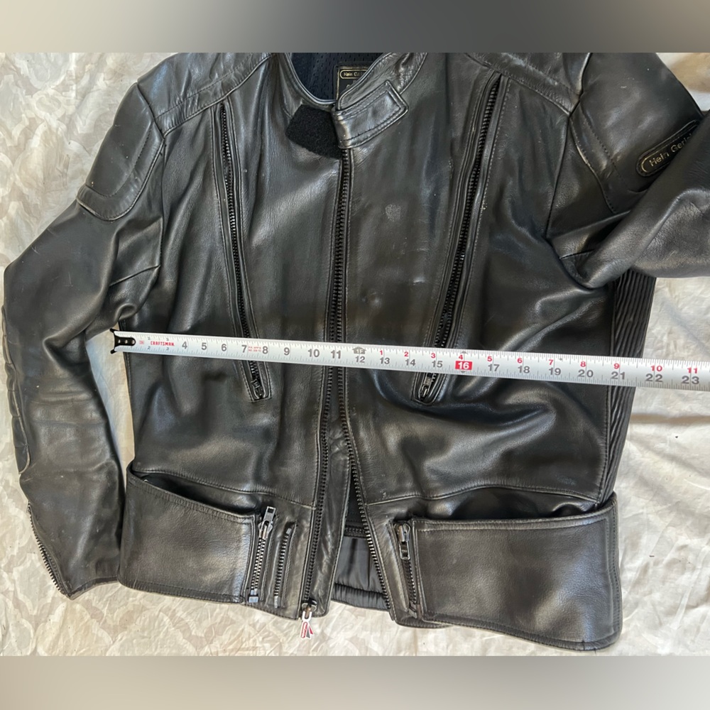 Men's Black Leather Motorcycle Jacket - Picture 5 of 16